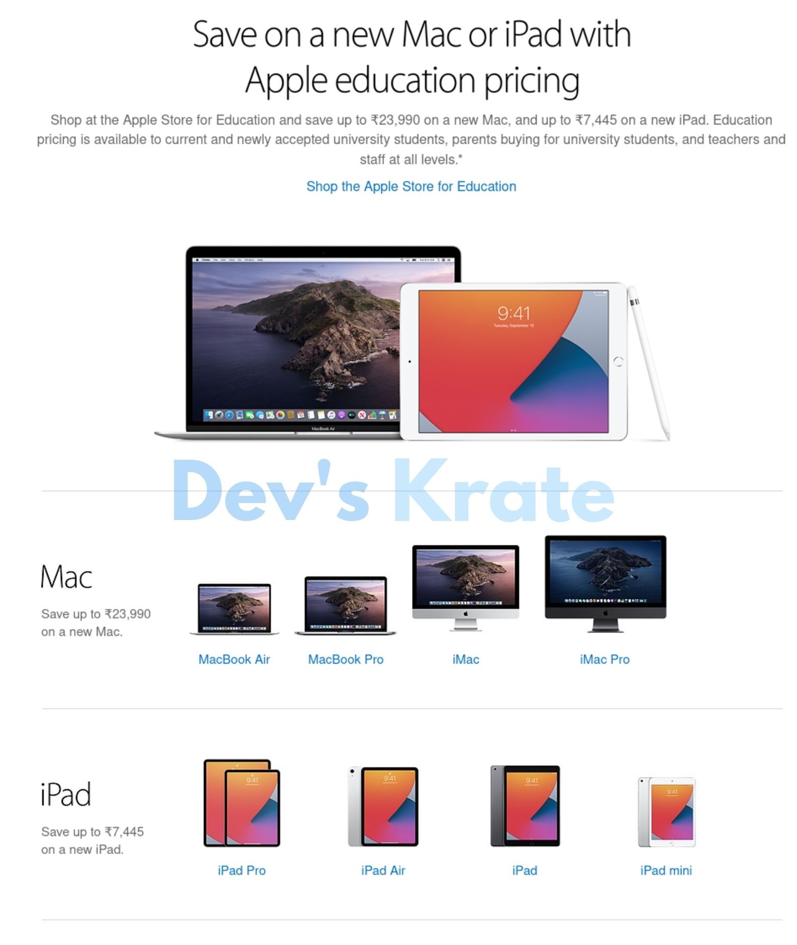 Apple giving discounts for students in India DevsKrate