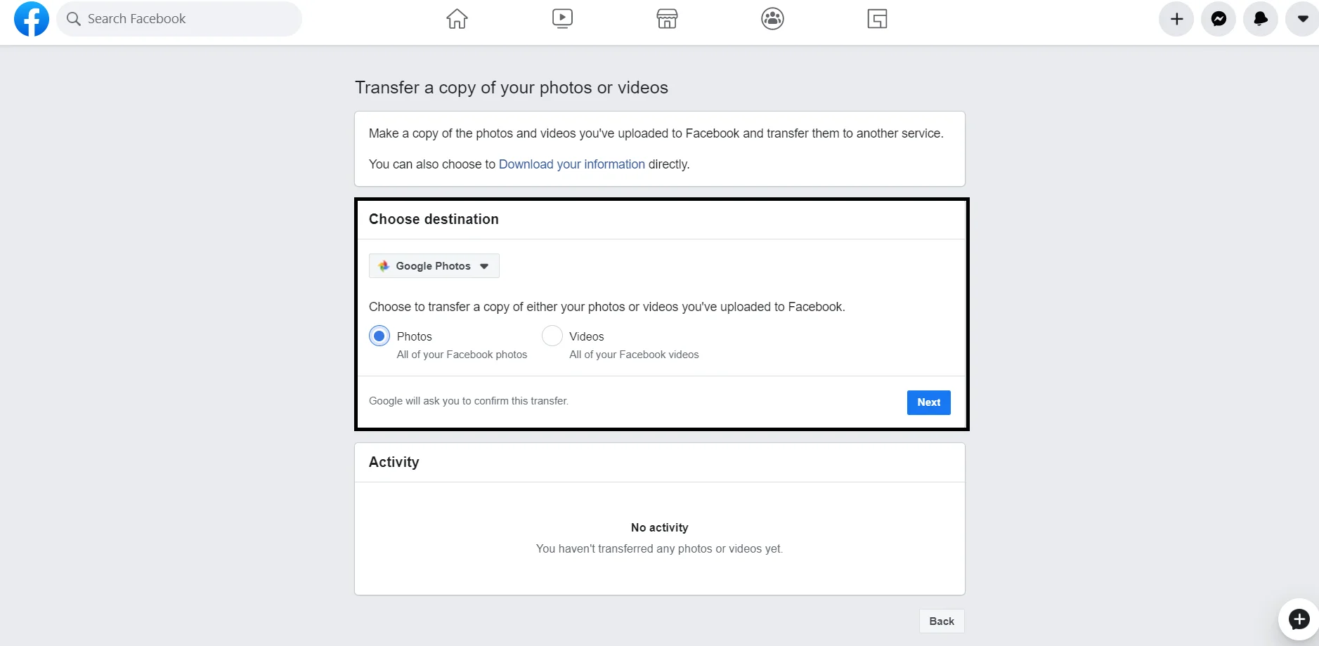 Facebook Data Transfer Tool